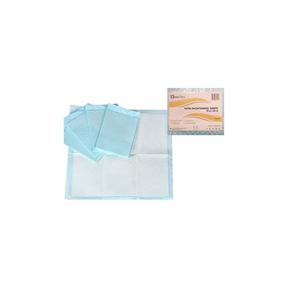 Omnitex 40cm x 60cm Ultra Kertakäyttöiset tuolin inkontinenssilakanat 25 kappaleen pakkaus