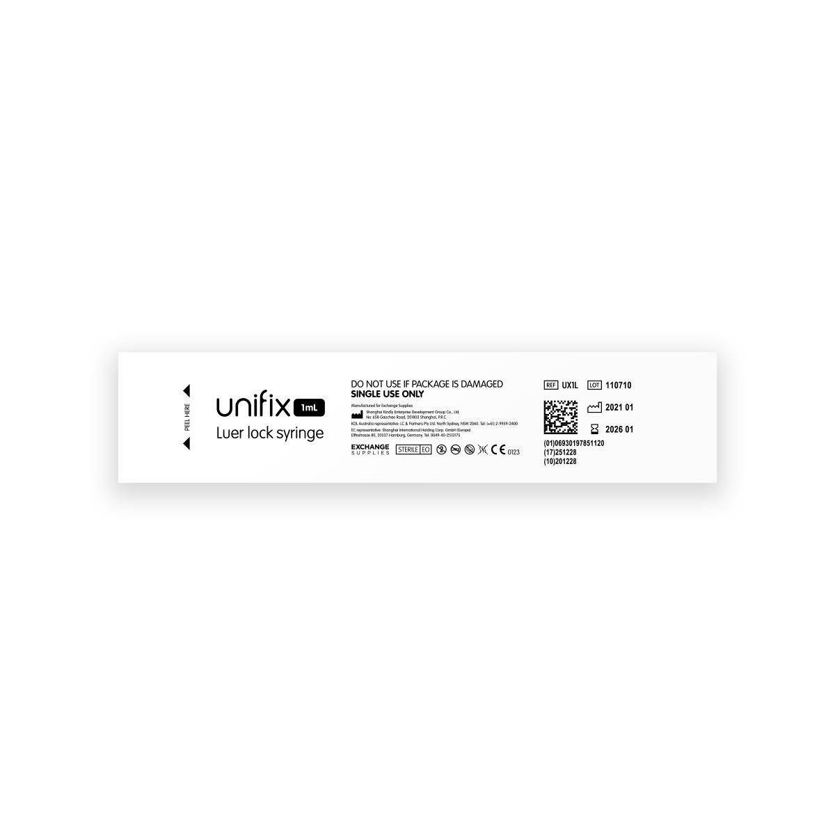 1 ml Unifix Luer Lock -ruisku