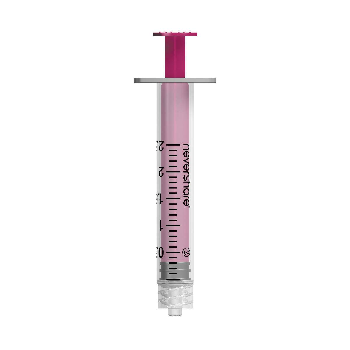 2,5 ml vaaleanpunaisia Nevershare Luer Lock -ruiskuja
