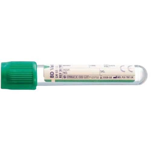 BD Vacutainer 4 ml muovinen litiumhepariiniputki, vihreä Hemogard-suljin