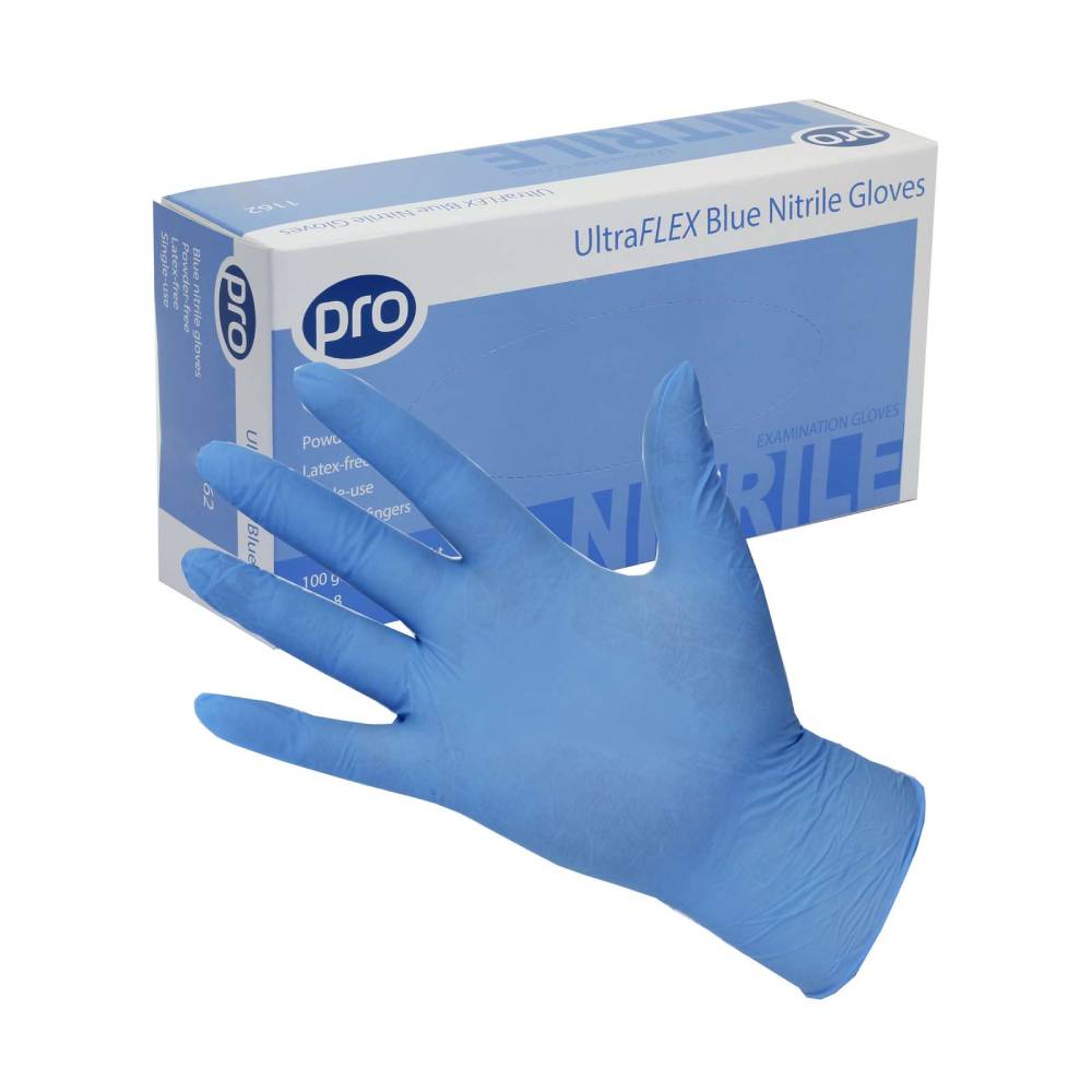 PRO UltraFLEX Blue Nitrile Gloves Box 100 kappaletta