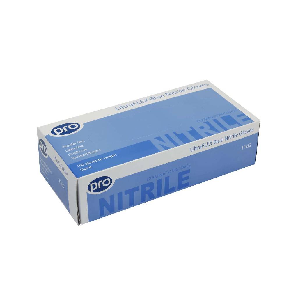 PRO UltraFLEX Blue Nitrile Gloves Box 100 kappaletta