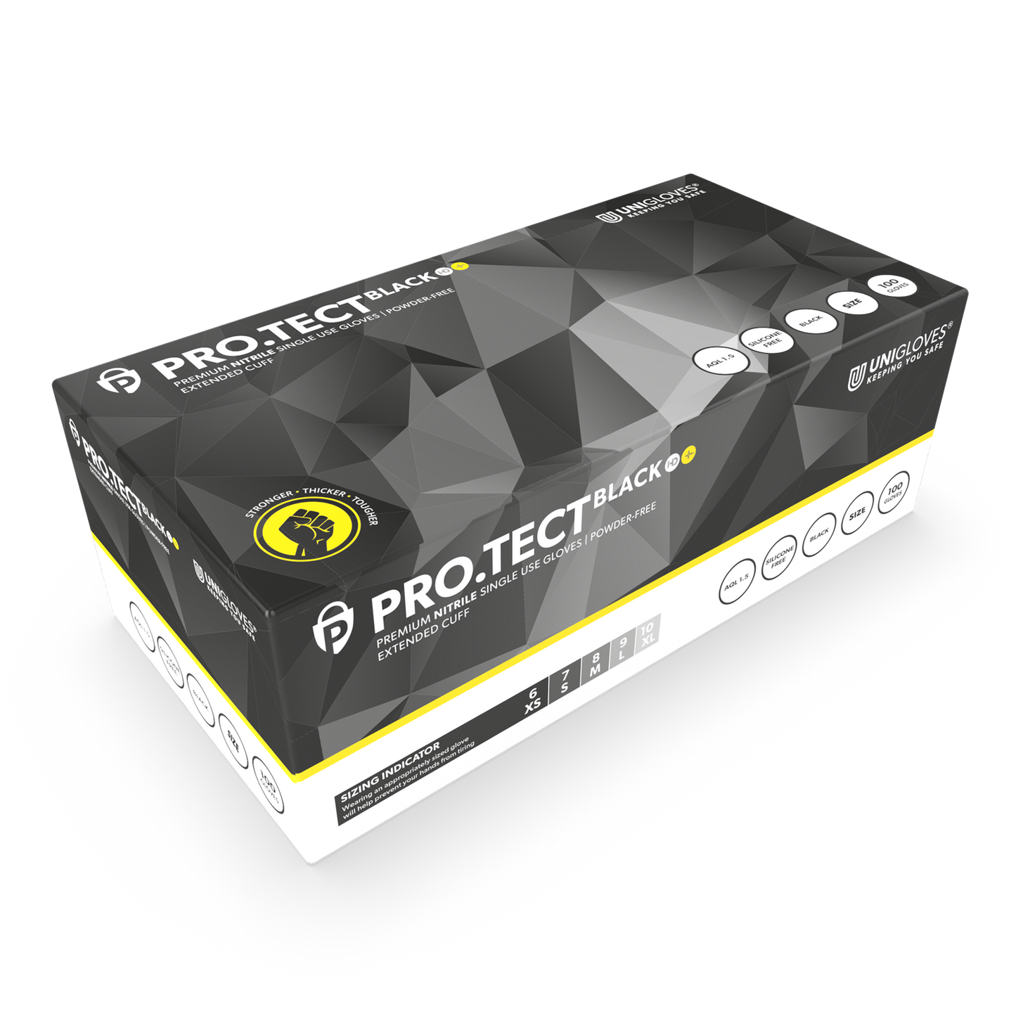 PRO.TECT Black HD+ Nitrile Heavy Duty Long Cuff käsineet