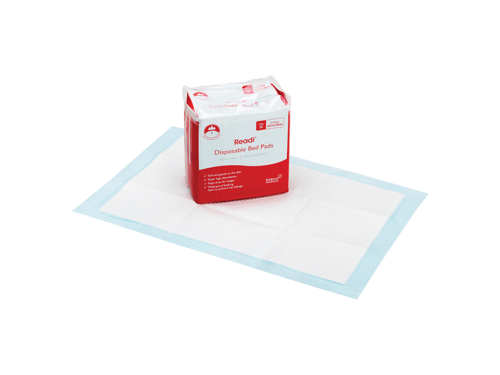 40 cm x 60 cm Readi kertakäyttöiset sänkytyynyt Sap 700 ml x 25 tyynyä