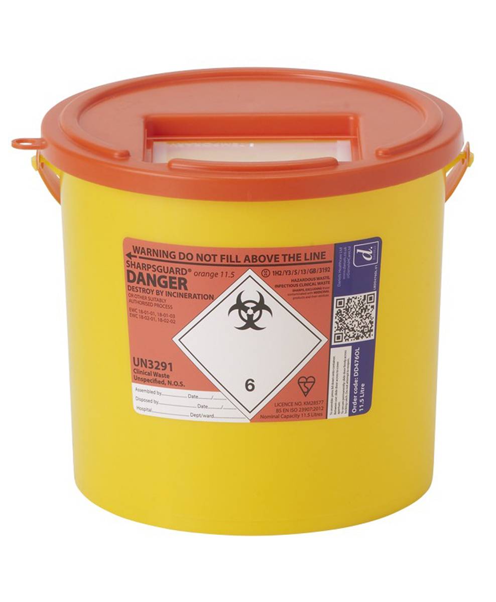 11,5 litran Sharpsguard Orange Sharps Bin