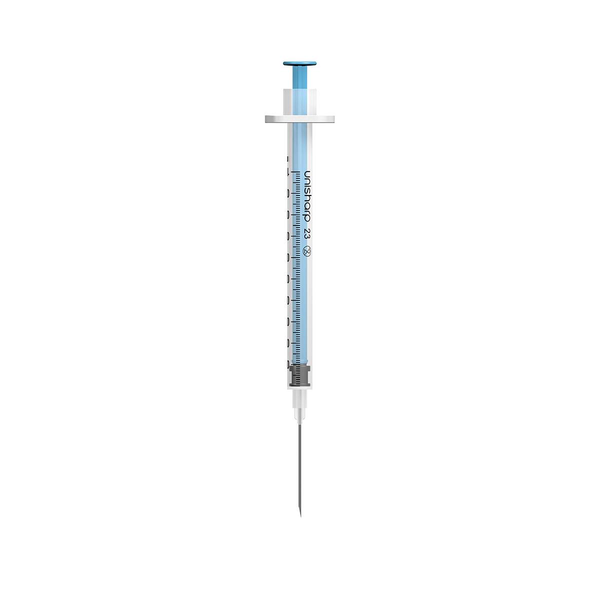 1ml 23G 25mm 1 tuuman Unisharp kiinteä sininen neularuisku u100