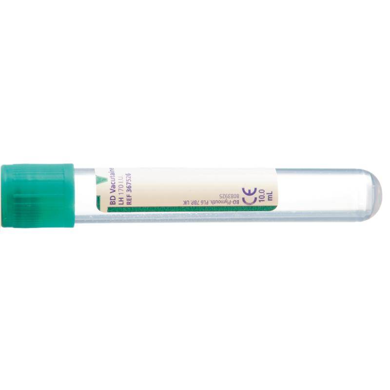 BD Vacutainer 10 ml Heparin Plasma Green Blood -keräysputket