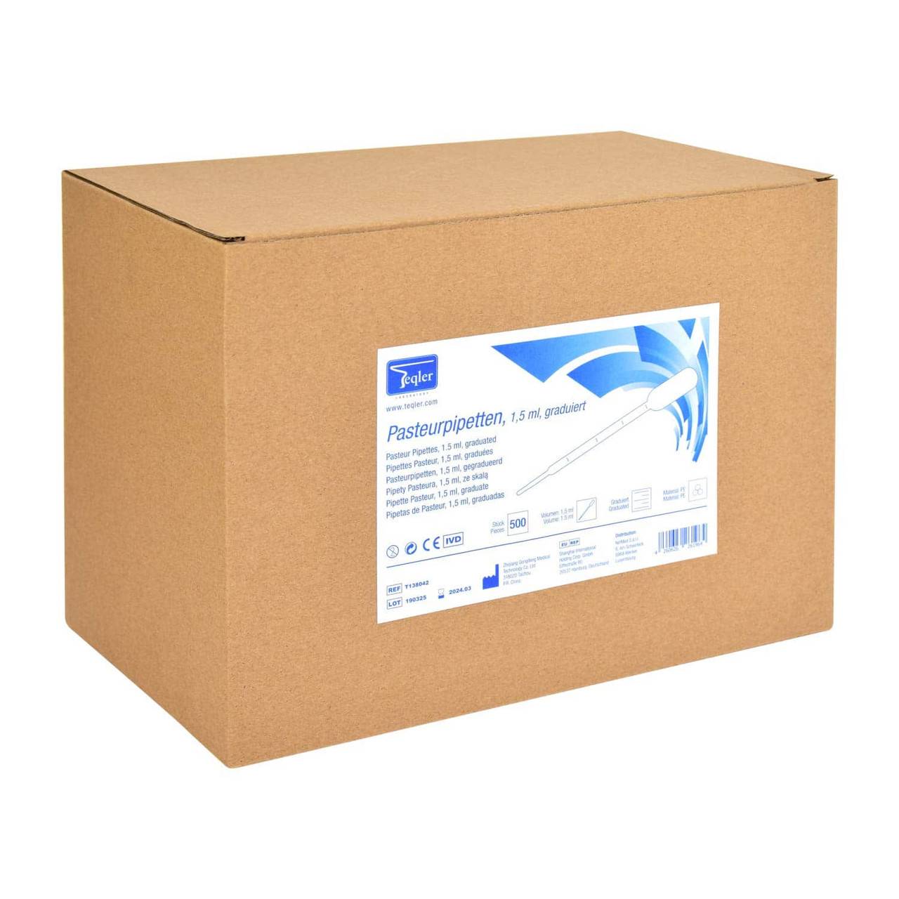 Polyeteenipasteur-pipetit 1,5 ml 500 kpl laatikko