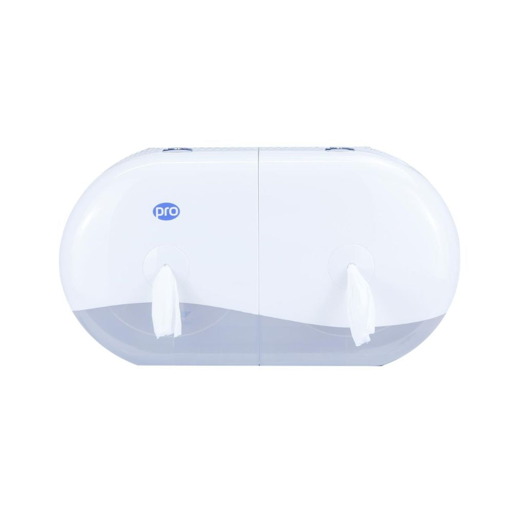 PRO Twin Mini Centrefeed Toilet Tissue Dispenser White