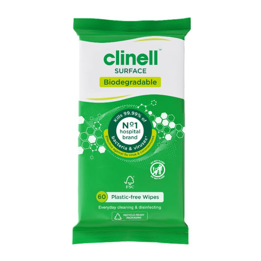 Clinell Universal Biohajoavien pintapyyhkeiden pakkaus 60 kappaletta