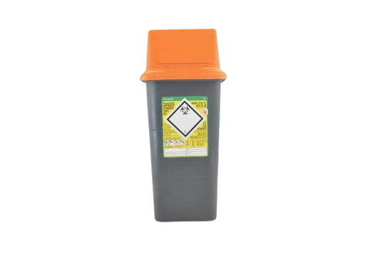 7 Litre Sharpsafe Grey Sharps Bin Orange Lid