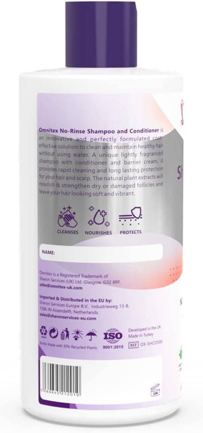 Omnitex 500ml Huuhtelematon Shampoo ja Hoitoaine