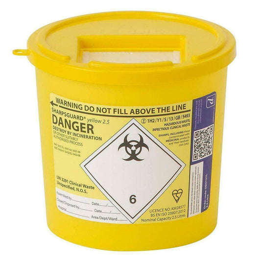 2,5 litran Sharpsguard Yellow Sharps Bin