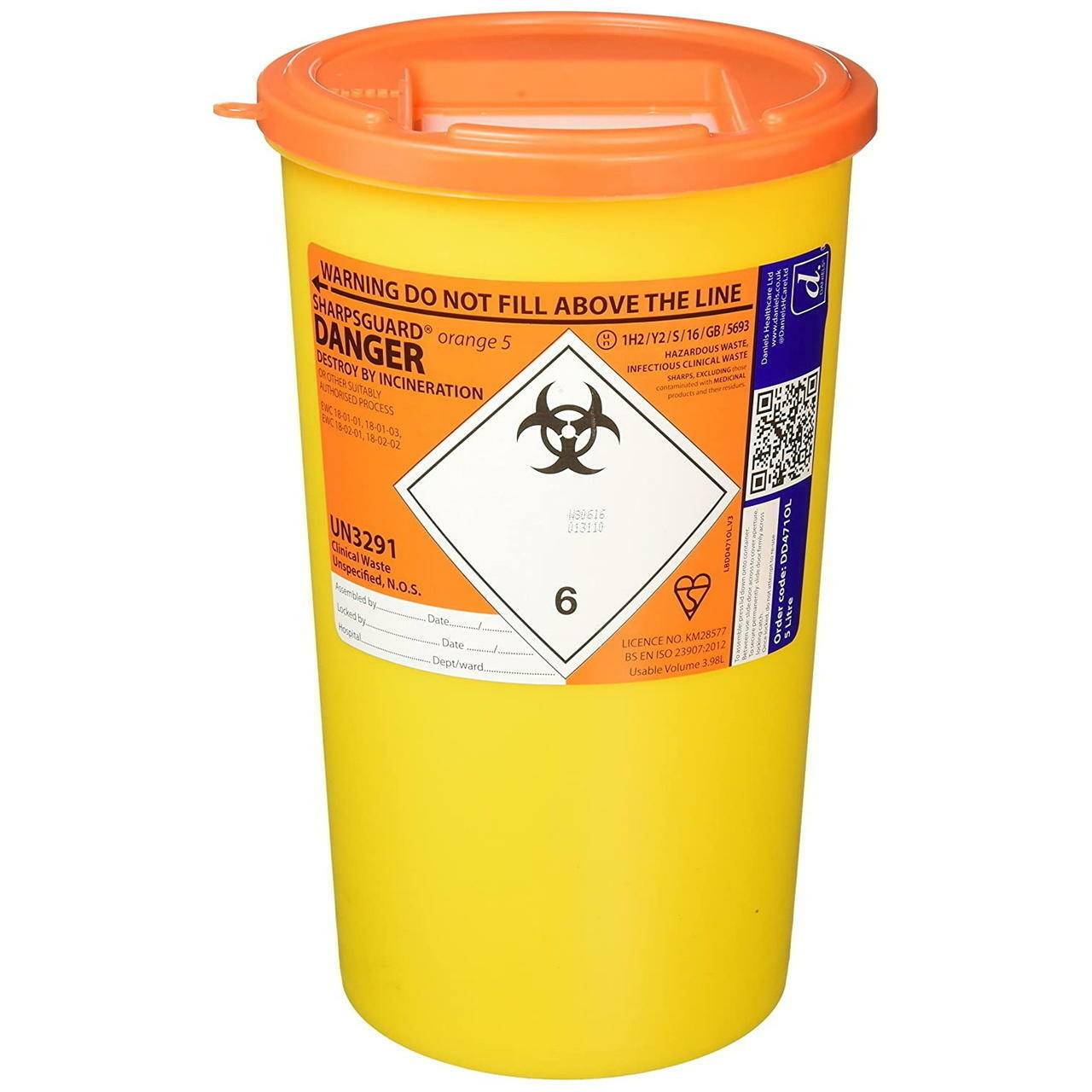 5 litran Sharpsguard Orange Sharps Bin