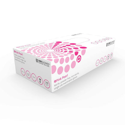 Unigloves Pink Nitrile Gloves Pearl Box 100 (kaikki koot)