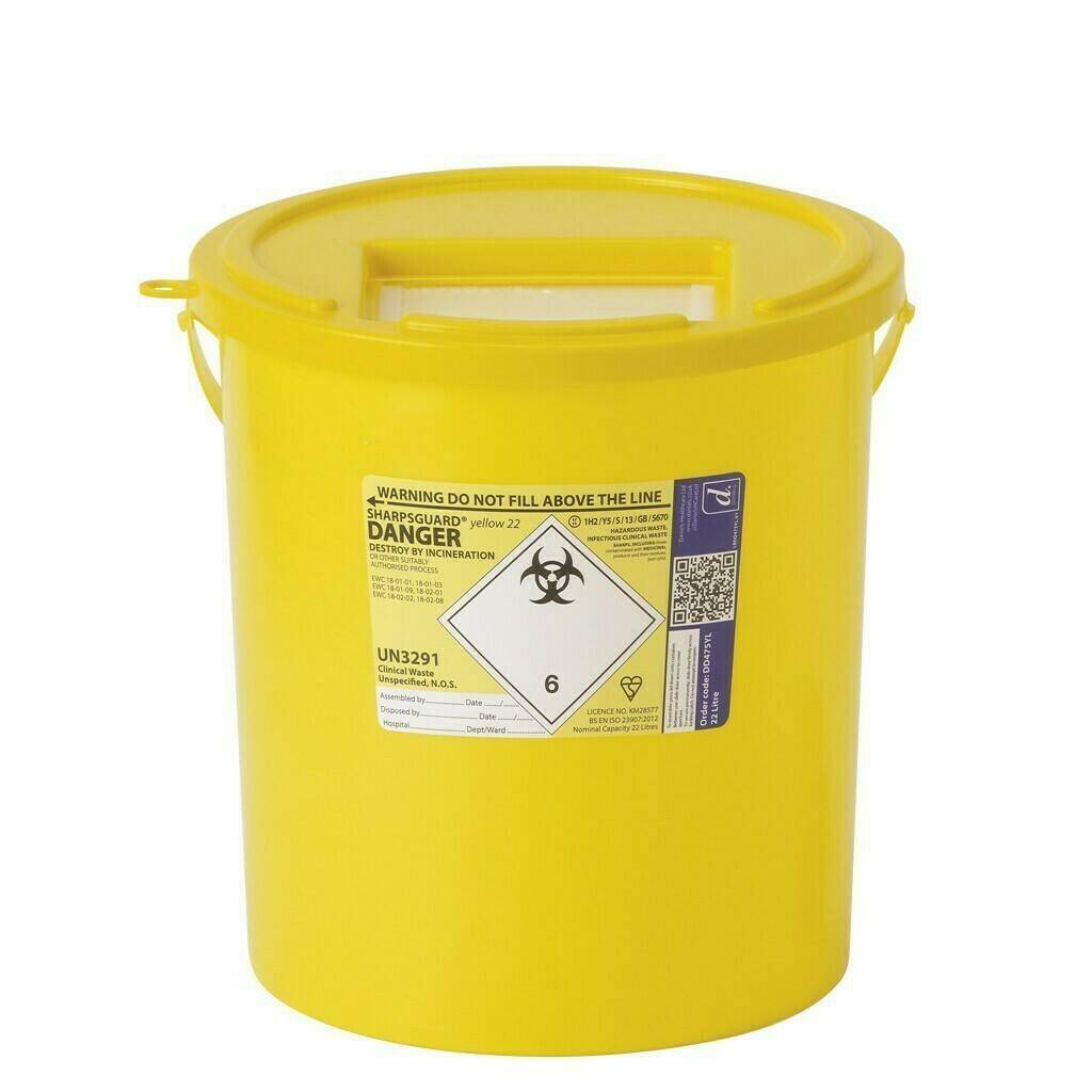 22 litran Sharpsguard Yellow Sharps Bin