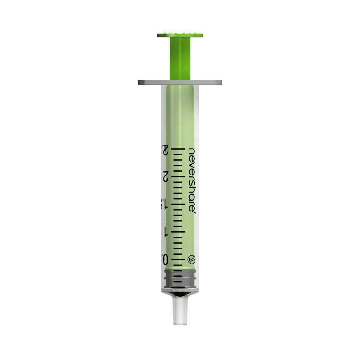 2.5ml Nevershare Green Luer Slip Syringes 244LS UKMEDI.CO.UK