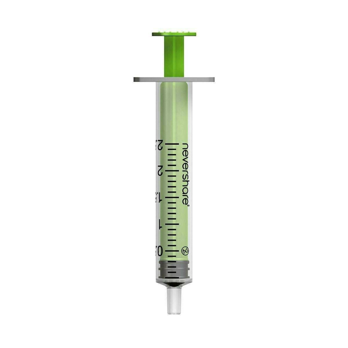 2,5 ml Nevershare Green Luer Slip -ruiskuja