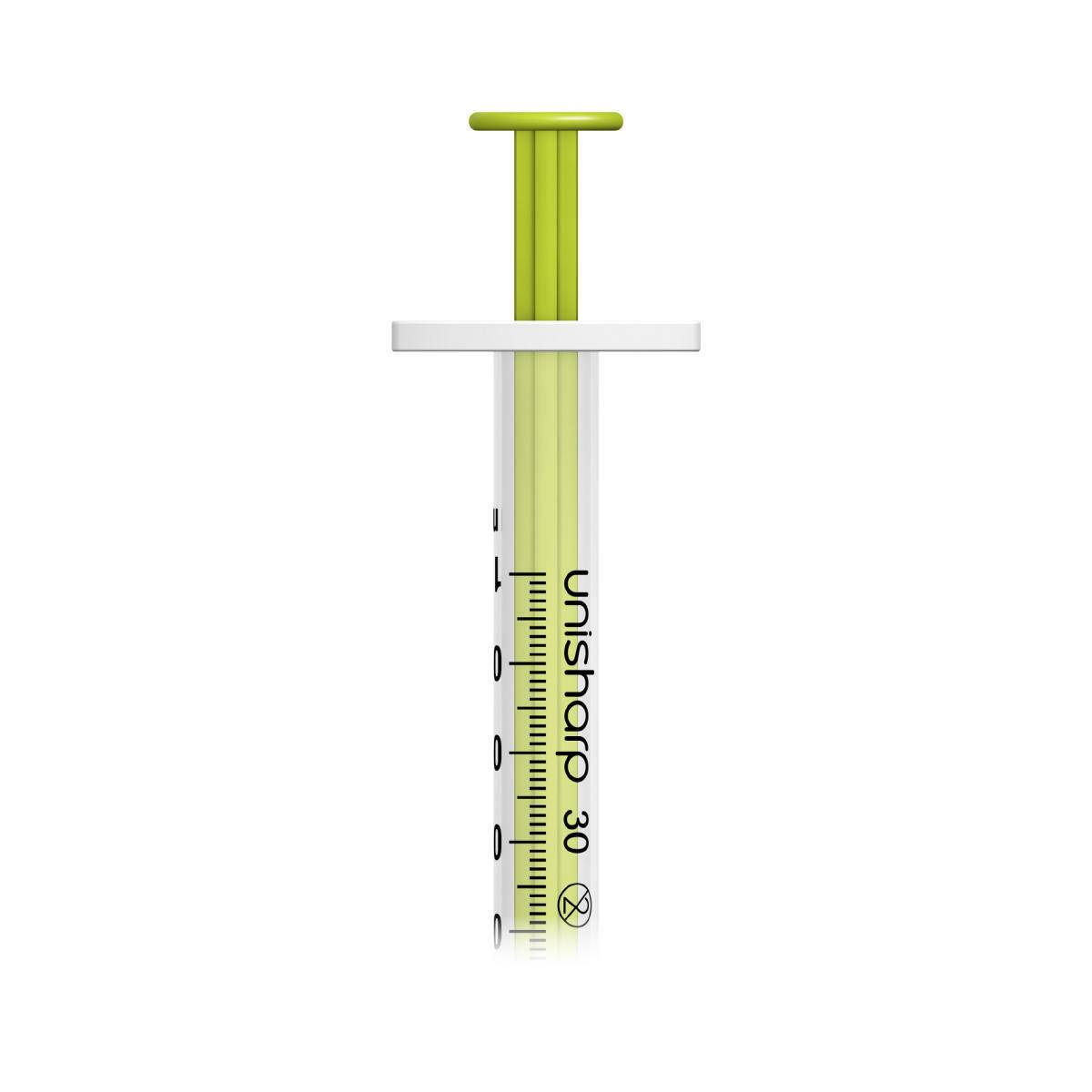 Unisharp 1ml 0.5 inch 30g Lime Unisharp Syringe and Needle u100 UF30L UKMEDI - UK Medical Supplies