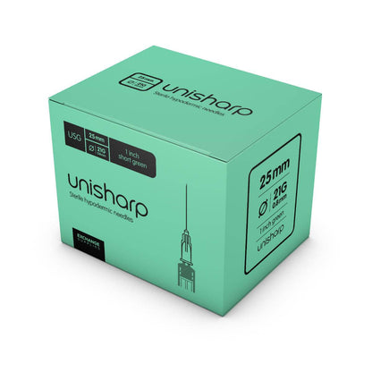 Unisharp 21g Green 1 inch Unisharp Needles UKMEDI UK Medical Supplies