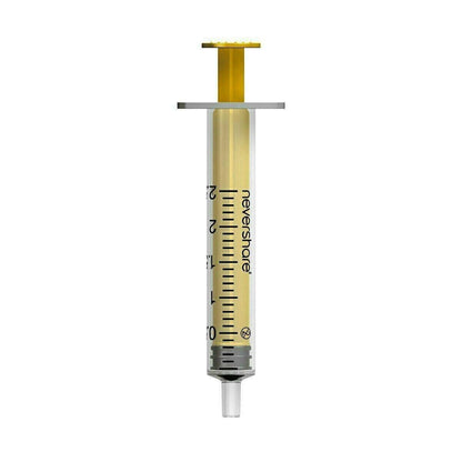 2,5 ml Nevershare Yellow Luer Slip -ruiskuja