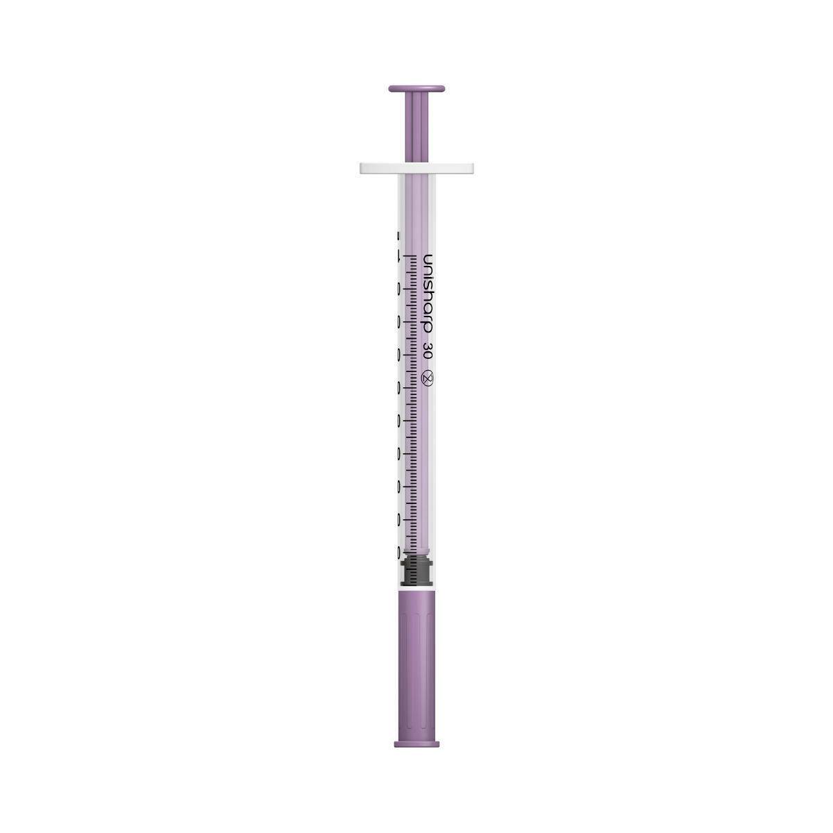 1ml 0.5 inch 30g Purple Unisharp Syringe and Needle u100 - UKMEDI