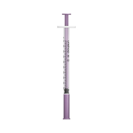 1ml 0.5 inch 30g Purple Unisharp Syringe and Needle u100 UF30P UKMEDI.CO.UK
