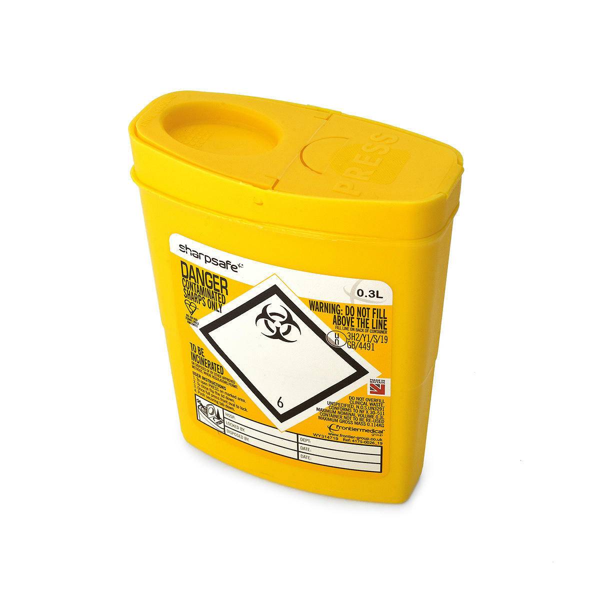 Frontier 0,3 litran Sharpsafe Yellow Sharps Bin