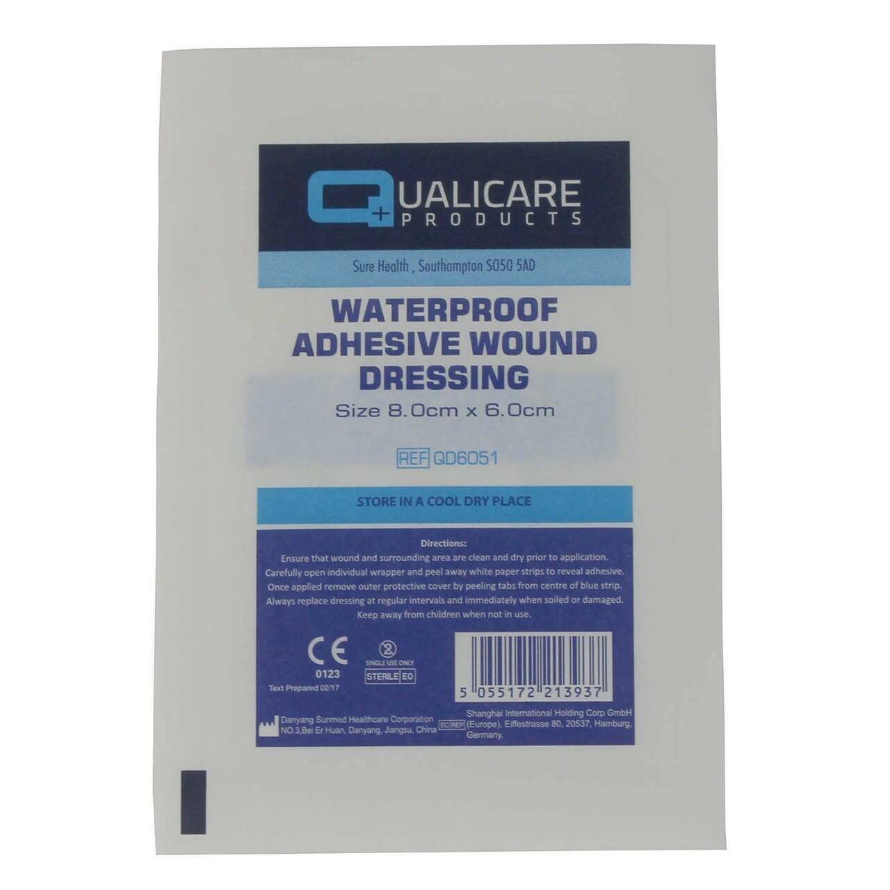 Waterproof Adhesive Wound Dressing 8cm x 6cm QD6051 UKMEDI.CO.UK