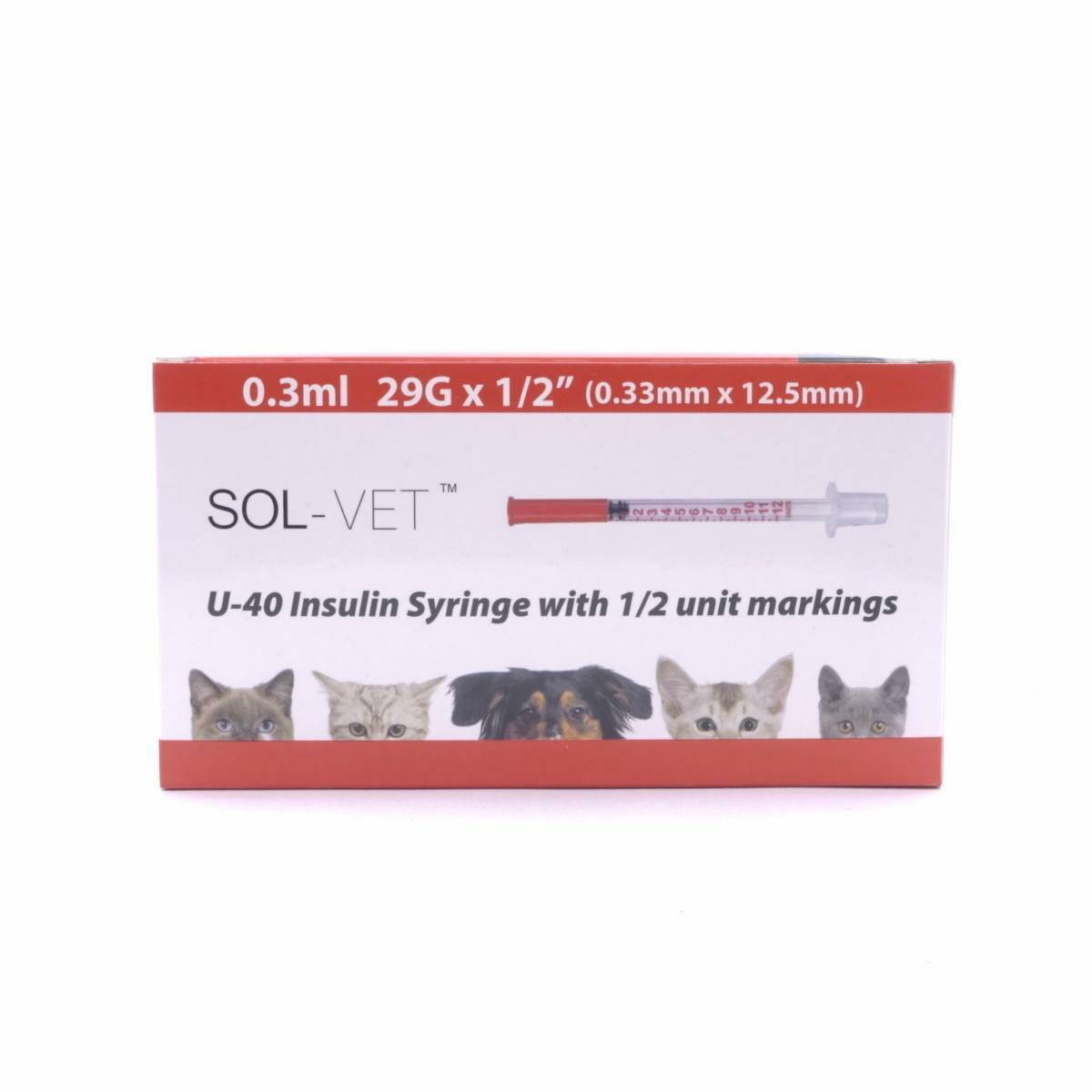 Sol-Vet 0,3 ml 29 g 0,5 tuuman U40 ruisku kiinteällä neulalla