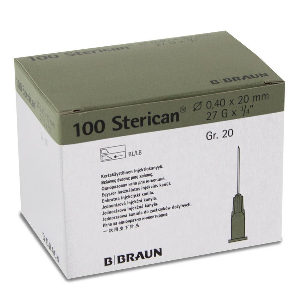 BBraun 27g Grey 3/4 inch BBraun Sterican Needles 0.4mm x 20mm 4657705 UKMEDI - UK Medical Supplies