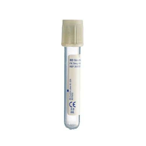 BD Vacutainer 2ml Plastic Fluoride/Oxalate Tube with Grey Cap