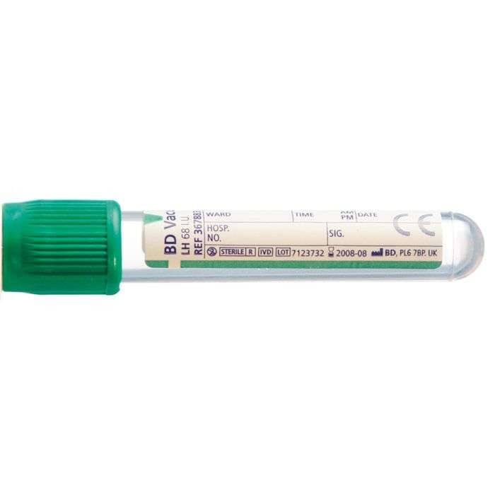 BD Vacutainer 6 ml muovinen litium-hepariiniputki vihreä Hemogard-suljin