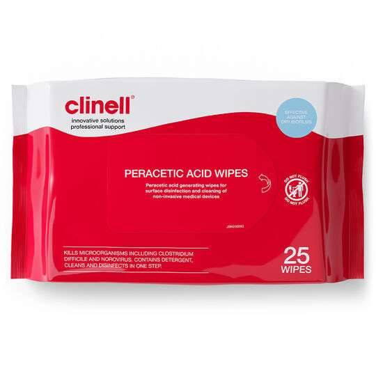 Clinell - Clinell Peracetic Acid Wipes Pack of 25 - CS25 UKMEDI.CO.UK UK Medical Supplies