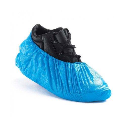 16" Blue Disposable Polythene Overshoes Pack of 100 - UKMEDI