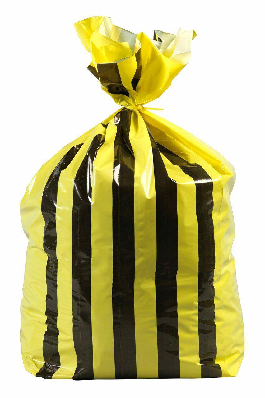 20L Small Tiger Stripe Polythene Offensive Waste Bags - 1 Roll of 50 MVN462 UKMEDI.CO.UK