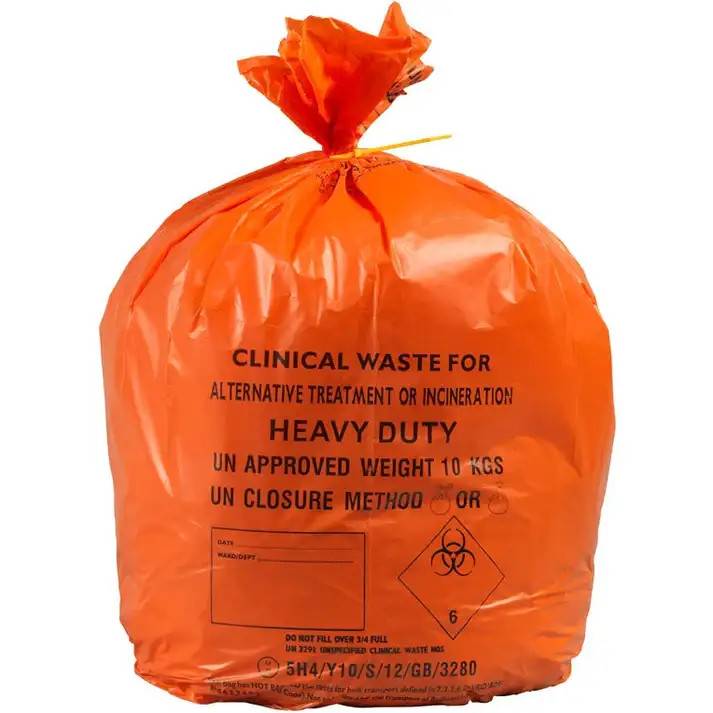 28 x 38 tuumaa Orange Duty Clinical jätepussit 90 litran rulla 25