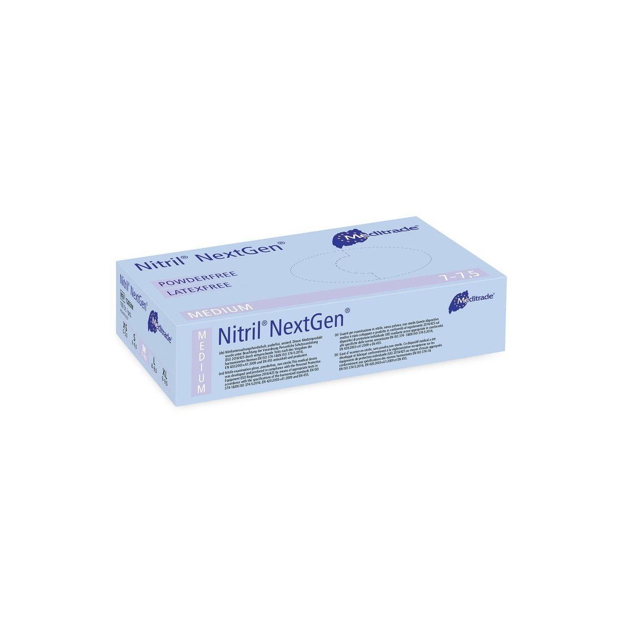 Meditrade Nitrile Examination Gloves S-XL Meditrade NextGen Powder Free Blue 1283 UKMEDI - UK Medical Supplies