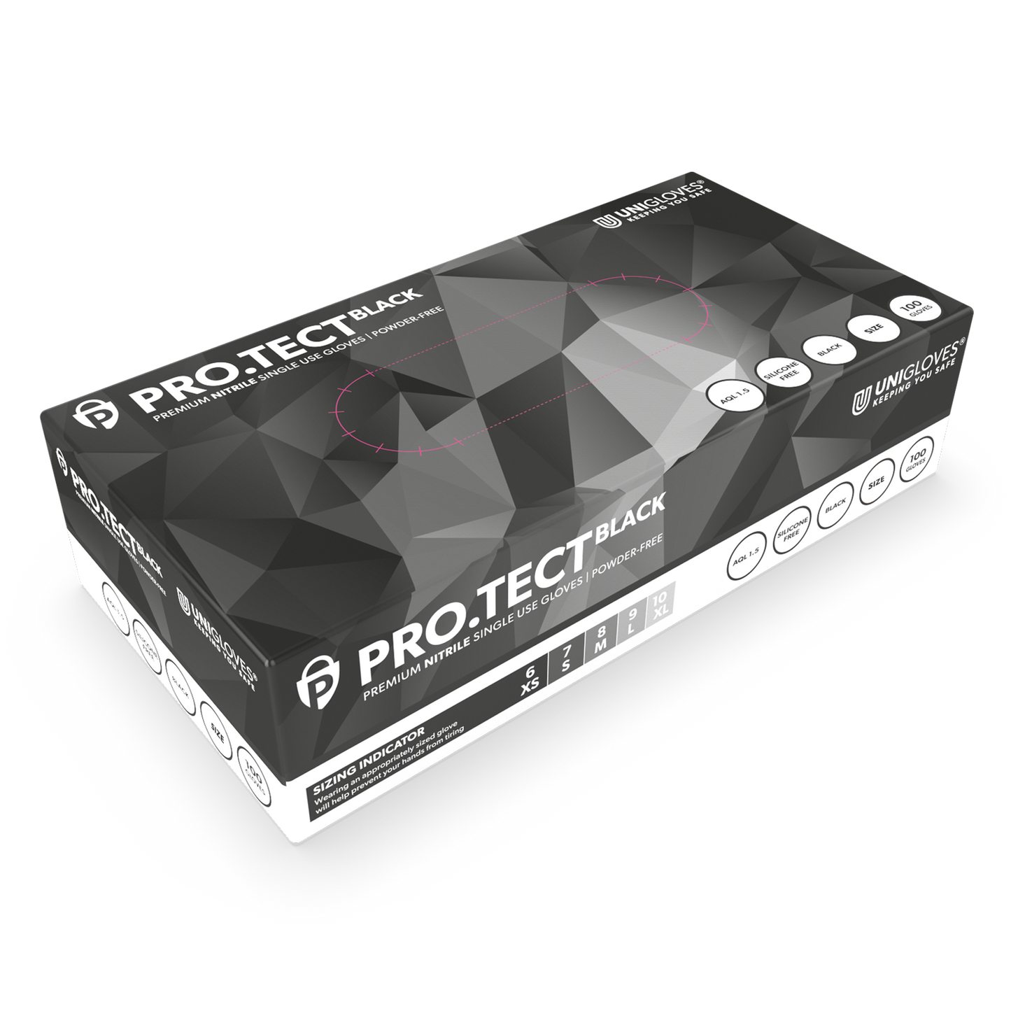 PRO.TECT Black Nitrile Gloves Box 100 kappaletta