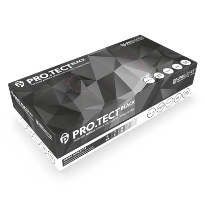 PRO.TECT Black Nitrile Gloves Box 100 kappaletta