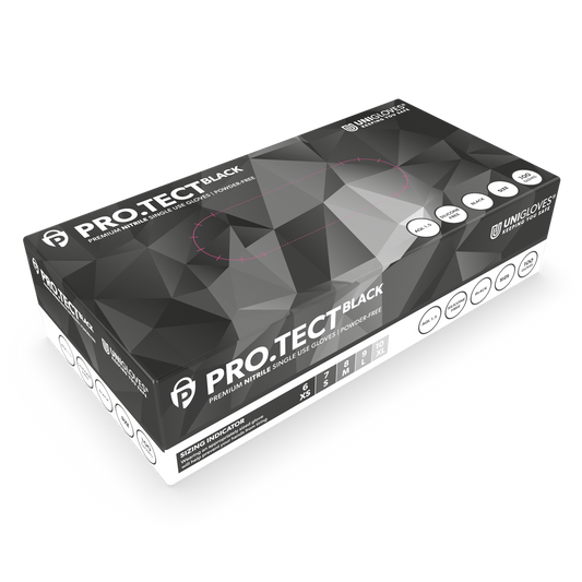 PRO.TECT Black Nitrile Gloves Box 100 kappaletta
