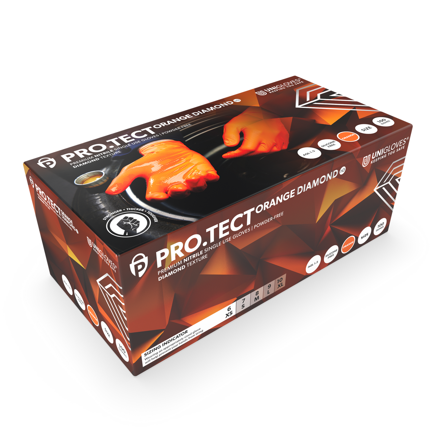PRO-TECT Orange Diamond HD nitriilikäsinekotelo 100 kappaletta