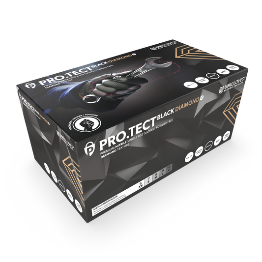 PRO.TECT Black Diamond HD -teksturoitu nitriilikäsinelaatikko 100 kappaletta