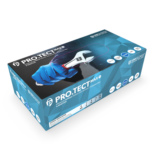 PRO.TECT Max 9N Nitriile Blue Gloves Extra Strong Box 100