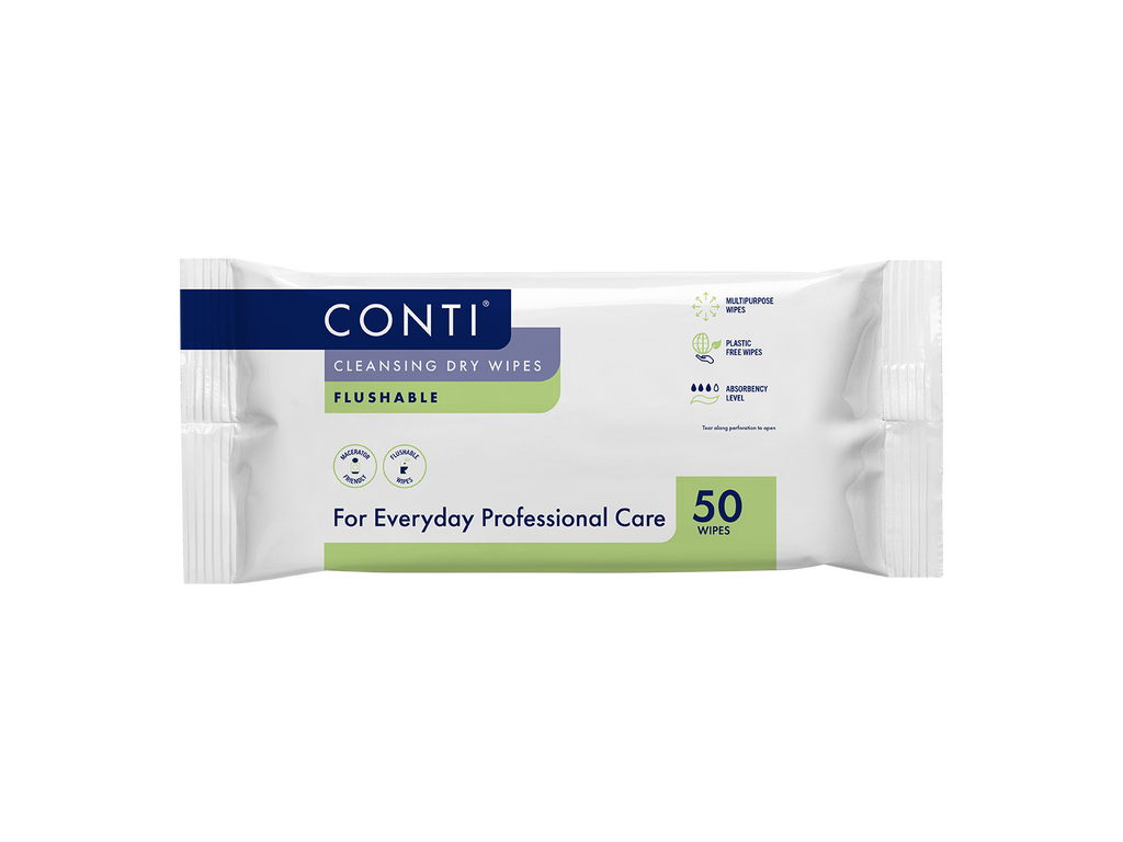 Conti Cleansing Dry Wipes huuhdeltava 50 kappaleen pakkaus