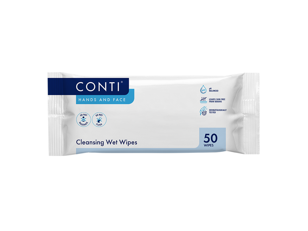 Conti käsien ja kasvojen superpehmeät kosteuspyyhkeet kevyesti tuoksuva 50 pyyhettä