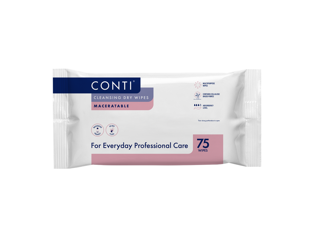 Conti Macerable Dry Wipes -kuivapyyhkeet iso 75 kappaleen pakkaus
