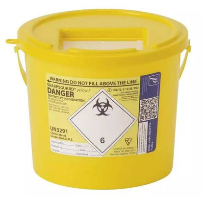 7 litran Sharpsguard Yellow Sharps Bin