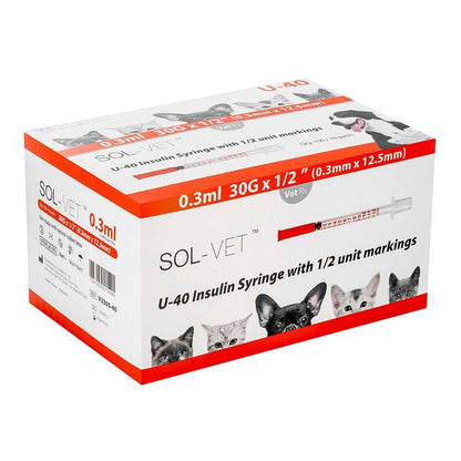 Sol-Vet 0,3 ml 30 g 0,5 tuuman U40 ruisku kiinteällä neulalla