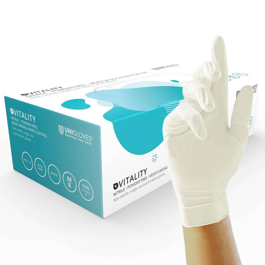 Unigloves Vitality Nitrile Gloves kosteuttava sisäpinnoite